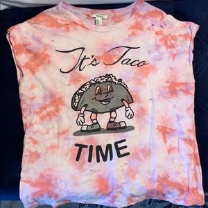 “It’s taco time” tiedye muscle tee